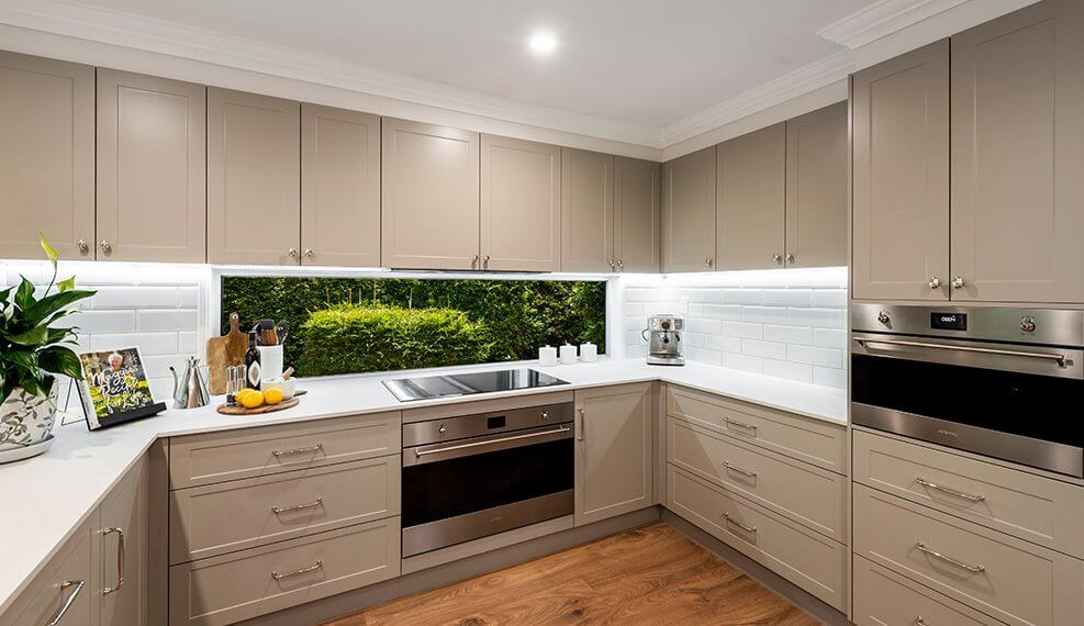 Colonial Hamptons – McDowall, QLD project featuring a classic kitchen with a garden view